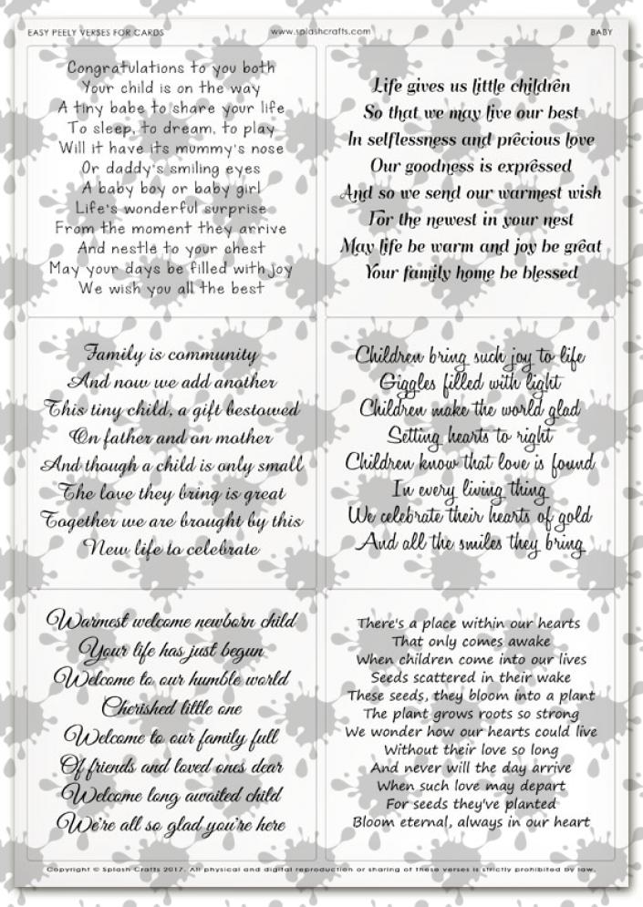 Easy Peely Verses for Cards Baby Sheet